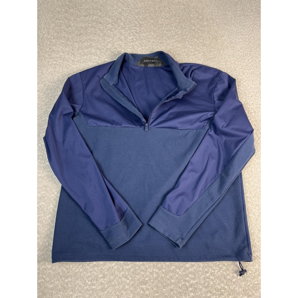 Greyson Pullover Mens Large Blue 1/4 Zip Mock Neck Golf Stretch Long Sleeve